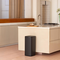 Brabantia Bo Touch 1010135 Trash Can, 30 L, Smooth and Quiet Opening, Large Opening, Mineral Finish, Dark Gray