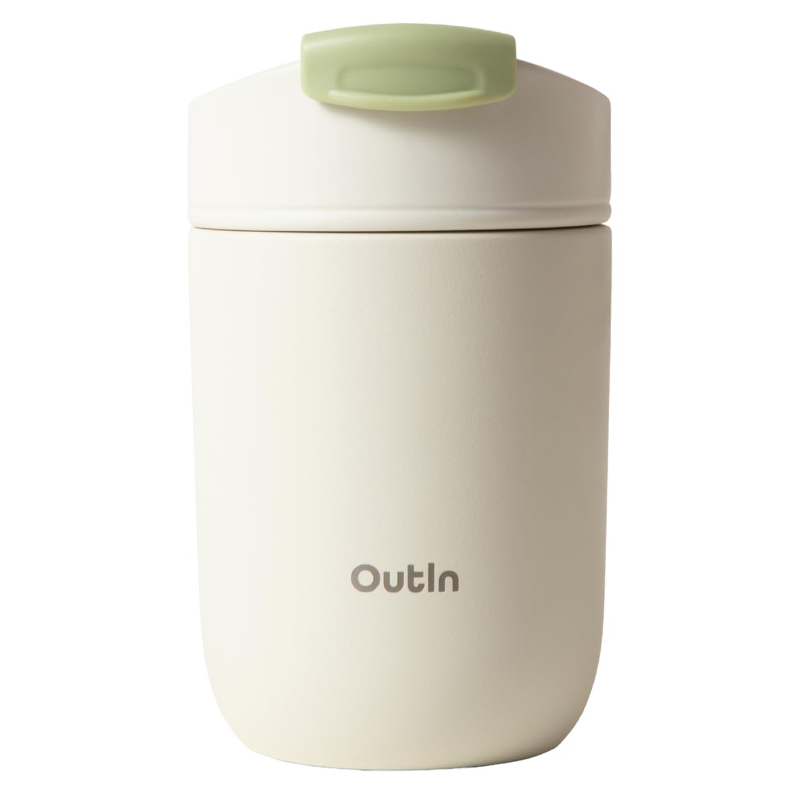 Термочаша Outin Travel Tumbler, 350 мл, Топло 6ч, Студено 12ч, Неръждаема стомана 316L, Двойни стени, Вакуумна изолация, Пясъчно бял