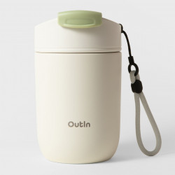 Θερμός Outin Travel Tumbler, 350 ml, Διατηρεί ζεστό για 6 ώρες, Διατηρεί κρύο για 12 ώρες, Ανοξείδωτο ατσάλι 316L, Διπλά τοιχώματα, Θερμομονωτική επένδυση, Λευκό της άμμου