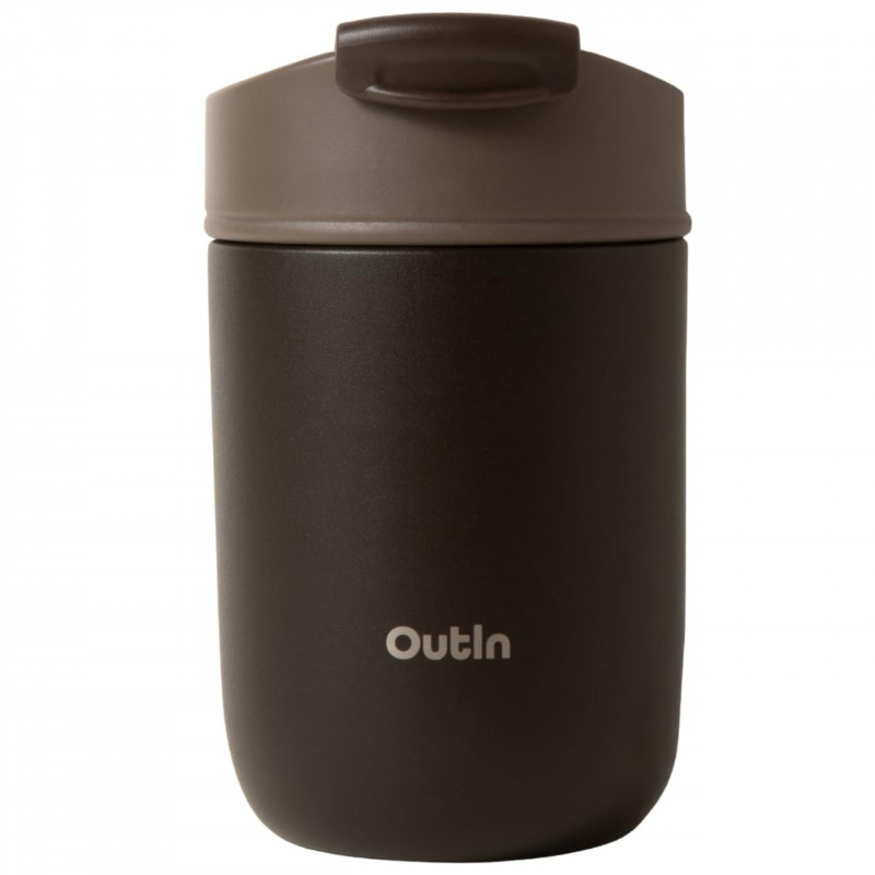 Cană termică Outin Travel Tumbler, 350 ml, menține cald 6 ore, rece 12 ore, oțel inoxidabil 316L, pereți dubli, izolație sub vid, maro teracotă