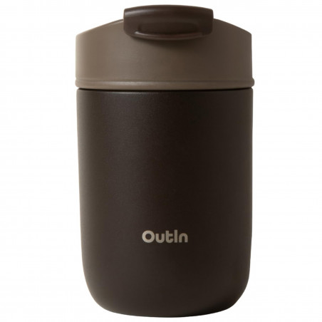 Outin Travel Tumbler hőszigetelt pohár, 350 ml, melegen tartja 6 órán át, hidegen tartja 12 órán át, 316L rozsdamentes acél, dupla falú, vákuumszigetelés, Terra barna