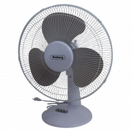 Επιτραπέζιος ανεμιστήρας Rosberg R51760B16, 40 W, 40 cm, 3 ταχύτητες, ταλάντωση, ρυθμιζόμενη κλίση, λευκό/γκρι