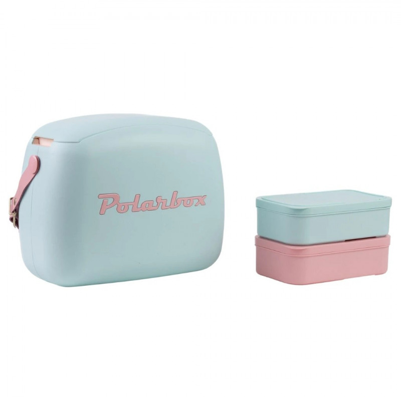 Ψυκτική τσάντα Polarbox Pop, 6 λίτρα, Περιλαμβάνονται 2 θήκες για μεσημεριανό, Διατηρεί το κρύο έως και 24 ώρες, Μπλε/Ροζ