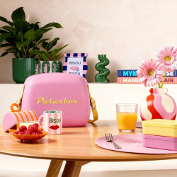 Geanta frigorifica Polarbox Pop, 6 litri, Include 2 cutii pentru pranz, Pana la 24 de ore, Roz/Galben