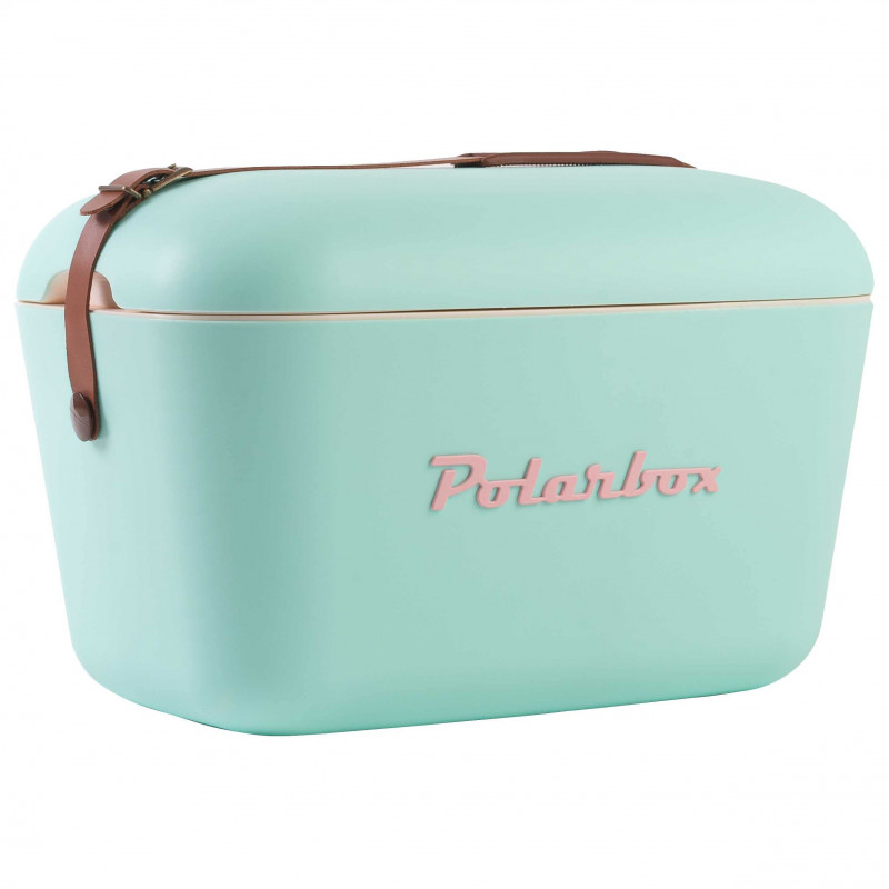 Хладилна чанта Polarbox Classic, 20 литра, AIRPOP полистирол, 5-15C до 24 часа, Класическа кожена каишка, Син/Розов