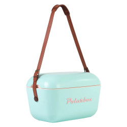 Ψυκτική τσάντα Polarbox Classic, 20 λίτρα, πολυστυρόλιο AIRPOP, 5-15 °C έως 24 ώρες, Κλασικό δερμάτινο λουράκι, Μπλε/Ροζ