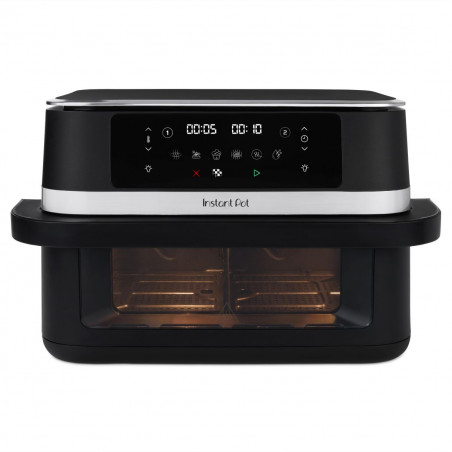 8-in-1 Instant Pot Vortex VersaZone XL ClearCook 2-zónás forró levegős sütő 140-3025-01-EU, 2800 W, 12 l, 205 °C, EvenCrisp, szinkronizált programbefejezés, érintőképernyős vezérlés, fekete/rozsdamentes acél