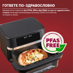 Διπλή φριτέζα θερμού αέρα 8 σε 1 Instant Pot Vortex VersaZone XL ClearCook 140-3025-01-EU, 2800 W, 12 λίτρα, 205 °C, EvenCrisp, Συγχρονισμένη ολοκλήρωση προγραμμάτων, Έλεγχος μέσω οθόνης αφής, Μαύρο/Ανοξείδωτο