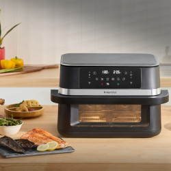 Διπλή φριτέζα θερμού αέρα 8 σε 1 Instant Pot Vortex VersaZone XL ClearCook 140-3025-01-EU, 2800 W, 12 λίτρα, 205 °C, EvenCrisp, Συγχρονισμένη ολοκλήρωση προγραμμάτων, Έλεγχος μέσω οθόνης αφής, Μαύρο/Ανοξείδωτο