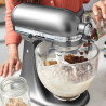 Mixer planetar KitchenAid Artisan Elegance 5KSM125ECU Contour argintiu, 300 W, 4,8 l, transmisie directă, 10 viteze, argintiu metalizat