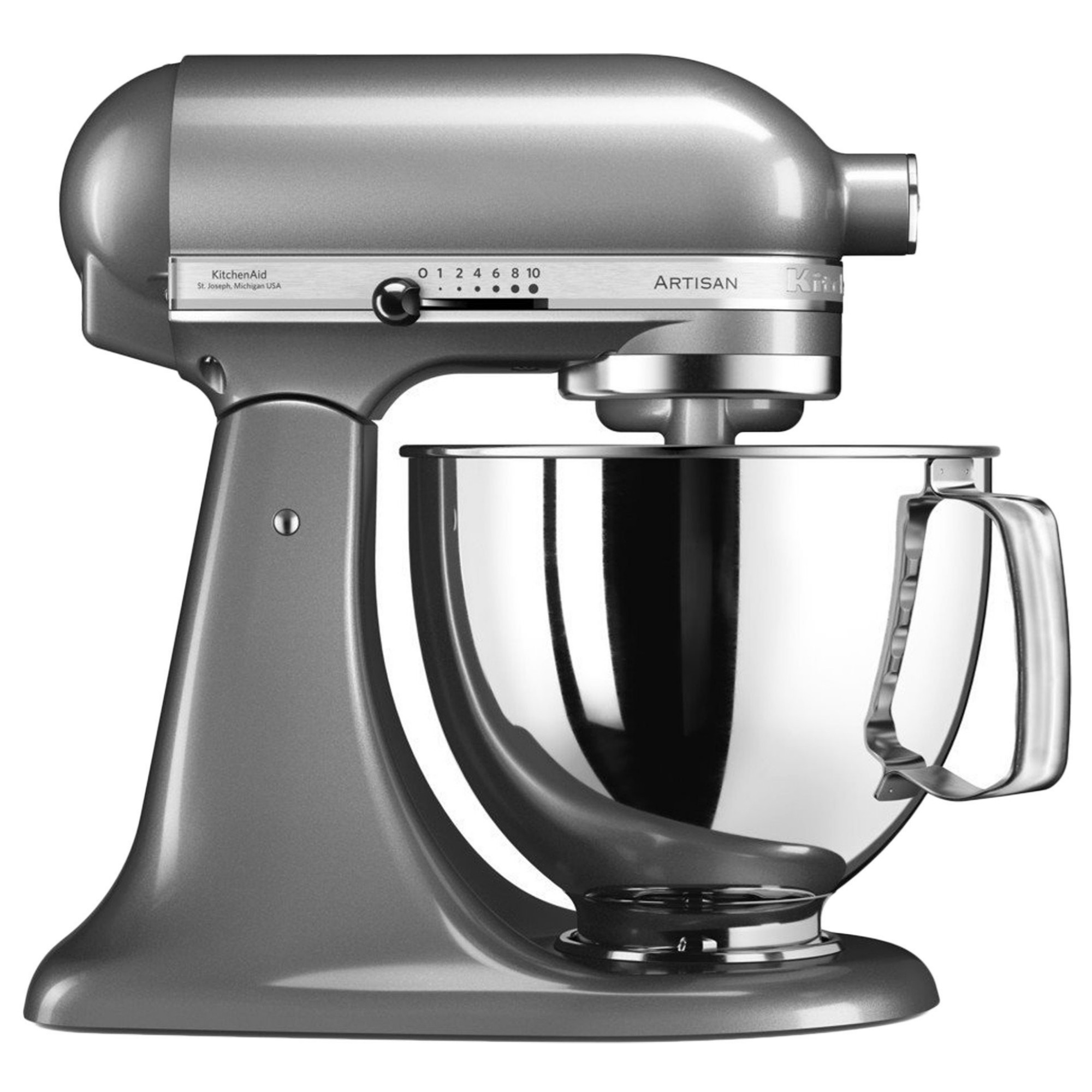 Планетарен миксер KitchenAid Artisan Elegance 5KSM125ECU Contour silver, 300W, 4.8 л, Direct drive, 10 скорости, Сив металик