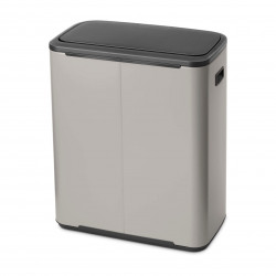 Brabantia Bo Touch Trash Can 1010456, 2x30 L, Smooth and Quiet Opening, Large Opening, Gray