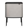Кош за боклук Brabantia Bo Touch 1010454, 3x11 л, Плавно и безшумно отваряне, Голям отвор, Сив