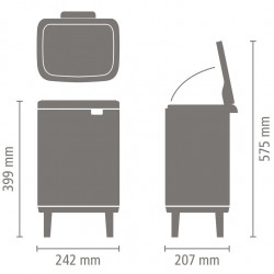 Brabantia Bo Small Hi 1010461 szemetes, 7 l, emelt kivitel, sima és csendes nyitás, csúszásgátló talp, bézs