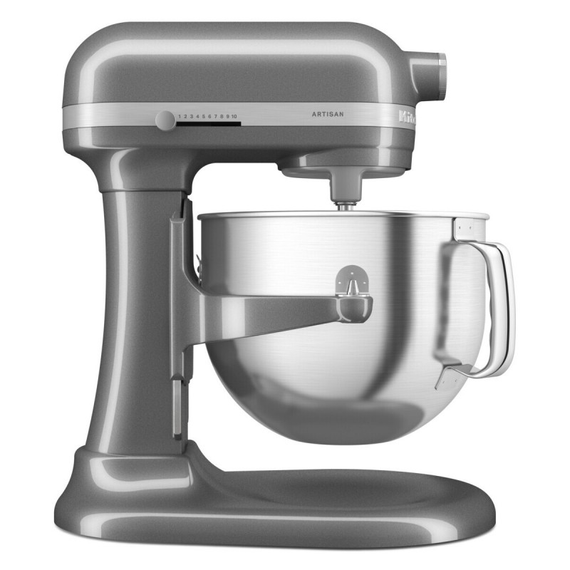 Планетарен миксер KitchenAid Artisan 5KSM70SHXEMS Medallion silver, 375 W, 6.6 л, 11 скорости, 67 точки на допир, Повдигане на купата, Специална скорост Fold, Flex Edge, Сив металик
