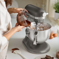 Планетарен миксер KitchenAid Artisan 5KSM70SHXEMS Medallion silver, 375 W, 6.6 л, 11 скорости, 67 точки на допир, Повдигане на купата, Специална скорост Fold, Flex Edge, Сив металик