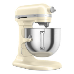 Mixer planetar KitchenAid Artisan 5KSM70SHXEAC Almond cream, 375 W, 6,6 l, 11 viteze, 67 de puncte de contact, Ridicare cuvă, Viteză specială „Fold”, Flex Edge, Cremă