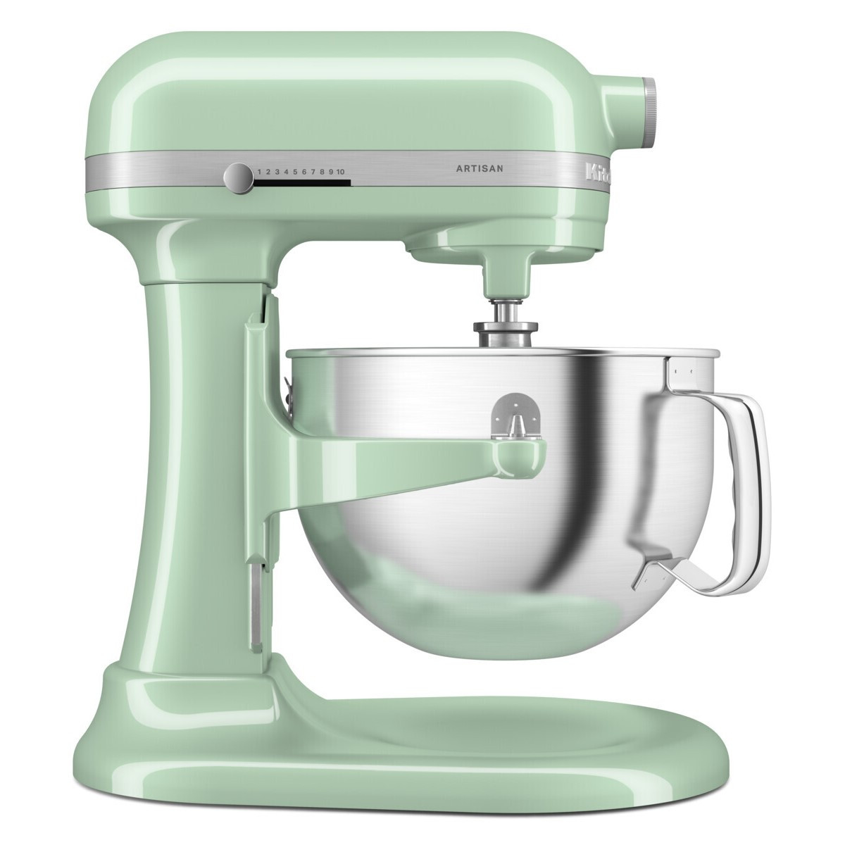 Планетарен миксер KitchenAid Artisan 5KSM60SPXEPT Pistachio, 375 W, 5.6 л, 11 скорости, 67 точки на допир, Повдигане на купата, Специална скорост Fold, Светлозелен