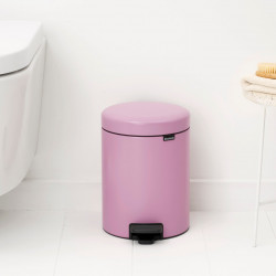 Brabantia NewIcon 1010439 Pedal Bin, 5 L, Soft-Close, Non-Slip Base, Pink