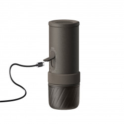Espressor portabil Outin Mino SG, 22 bari, 9000 mAh, 70 ml, Extractie la 93,3°C, Cafea macinata si capsule Nespresso, USB-C, Gri