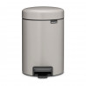 Coș de gunoi cu pedală Brabantia NewIcon 1010433, 3 l, închidere lentă, bază antiderapantă, gri deschis