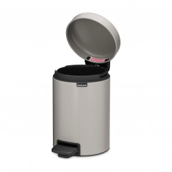 Coș de gunoi cu pedală Brabantia NewIcon 1010433, 3 l, închidere lentă, bază antiderapantă, gri deschis