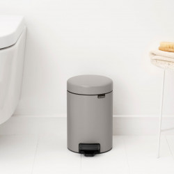 Brabantia NewIcon 1010433 Pedal Bin, 3 L, Soft-Close, Non-Slip Base, Light Gray