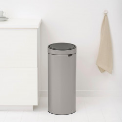 Brabantia Touch Bin New 1010459 Trash Can, 30 L, Silent and Smooth Closing, Light Gray