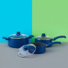 La mâna a doua: Cratita cu capac din sticla Tasty Everyday 678556, 18 cm, 1,8 l, Maner moale, Aluminiu, Acoperire antiaderenta, Albastru