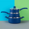 La mâna a doua: Cratita cu capac din sticla Tasty Everyday 678556, 18 cm, 1,8 l, Maner moale, Aluminiu, Acoperire antiaderenta, Albastru