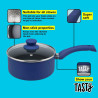 Használt: Serpenyő üvegfedővel Tasty Everyday 678556, 18 cm, 1,8 l, Indukciós, Alumínium, Tapadásmentes bevonat, Kék