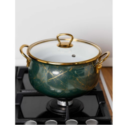 Μεταχειρισμένος: Κουζίνα Goldmann GM 8017-22G, 5l, 22x14 cm, Εμαγιέ, Επαγωγή, Γυάλινο καπάκι, Σμαραγδένιο πράσινο