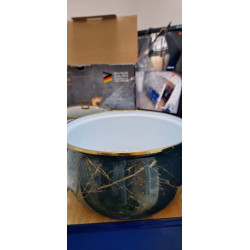 Second hand: Тенджера Goldmann GM 8017-22G, 5л, 22х14 см, Емайлирана, Индукция, Стъклен капак, Изумрудено зелено