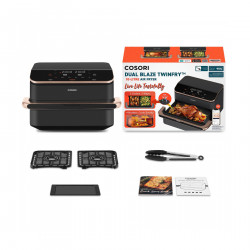 Втора ръка: Двоен фритюрник с горещ въздух Cosori Dual Blaze TwinFry CAF-TF101S, 10 л, 6 програми, 35-240 C, Таймер, ThermoIQ, Синхронизирано готвене и приключване, Черен