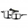 La mâna a doua: Set 2 oale sub presiune Fagor Rapid Xpress, 4+6 l, 2 nivele 60/100 kPa, 5 sisteme de siguranta, Otel 18/10, Argintiu