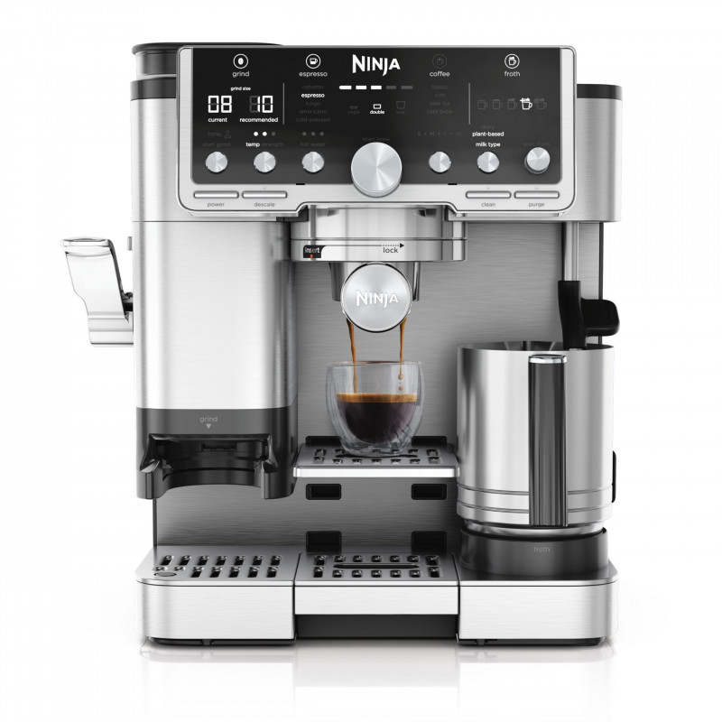 Втора ръка: Кафеавтомат 3в1 Ninja Luxe Café Pro ES701EU, 1650W, 15 bar, 250 г, 2 л, Barista Assist, 5 настройки пяна, 9 вида еспресо, Инокс
