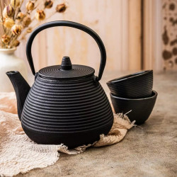 Használt: Öntöttvas vízforraló 2 csészével Kinghoff KH 1846, 1 l, szűrő, indukciós, Fekete