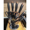 Second hand: Oliver Voltz OV51633K9G 9-Piece Knife Set, Stand, Black/Rose Gold