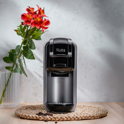 La mâna a doua: Espressor cu cafea macinata si capsule 8 in 1 Oliver Voltz OV51171J8R, 1450W, 0.6 L, 5 adaptoare, 19 bar, 7 lungimi de cafea, Negru/Argintiu