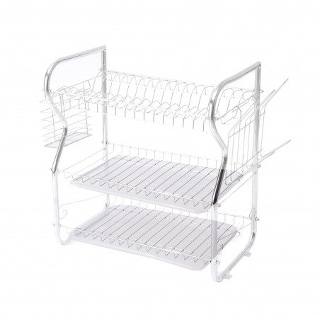Használt: Rosberg R53000O edényszárító, 3 szintes, 45x43x24 cm, kivehető tálcák, pohár- és edénytartó, króm, króm