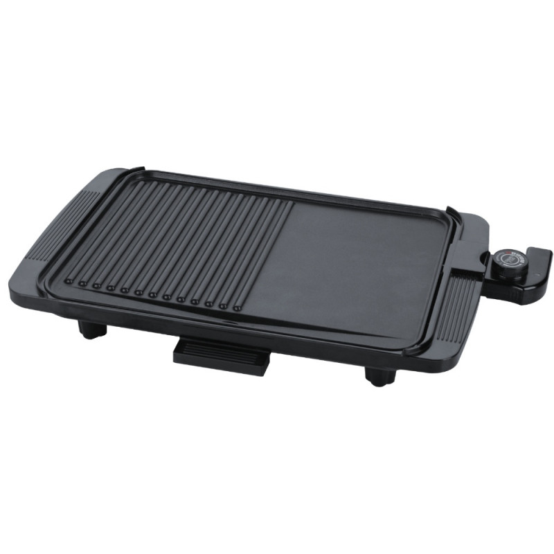 La mâna a doua: Gratar electric Rosberg R51015I, 1500W, 36x26 cm, 2 zone de gatit, Antiaderenta, Negru