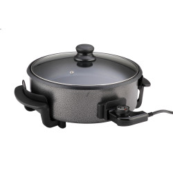 Second hand: Rosberg R51010B Electric Pizza Pan, 1500W, 32 cm, Temperature Control, Non-stick Coating, Gray