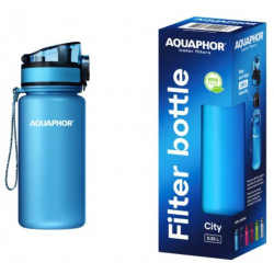 Sticla cu filtru pentru apa Aquaphor City 160026, 350 ml, Tritan, Carbune activ, Aqualen, Capac cu inchidere, Albastru