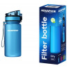 Sticla cu filtru pentru apa Aquaphor City 160026, 350 ml, Tritan, Carbune activ, Aqualen, Capac cu inchidere, Albastru