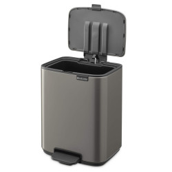 Brabantia Bo Pedal Trash Can 1010127, 7 L, Soft-Close, Rubberized Base, Dark Gray
