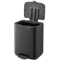 Κάδος απορριμμάτων Brabantia Bo Pedal 1010132, 7 λίτρα, Απαλό κλείσιμο, Βάση με ελαστικό επίστρωμα, Ορυκτή επίστρωση, Σκούρο γκρι