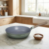 Set de oale si tigaie Swiss Haus SH-ZL3018G, 18 piese, Acoperire ceramica Sapphire, Fara PFAS, Inductie, Verde