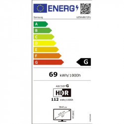Телевизор Samsung UE50U8072FUXXH, 50'', 125 см, 3840x2160 UHD 4K, Клас G, Smart TV, HDR, Bluetooth, Wi-Fi, Tizen, Черен
