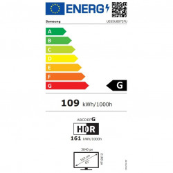 Τηλεόραση Samsung UE65U8072FUXXH, 65 ίντσες (163 εκ.), ανάλυση 3840×2160 UHD 4K, Κατηγορία G, Smart TV, HDR, Bluetooth, Wi-Fi, Tizen, Μαύρο