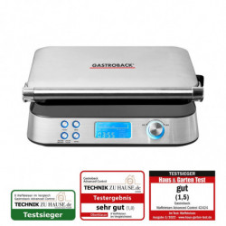 Συσκευή για γκοφρέτες Gastroback Advanced Control, 1600 W, 220 ml, 7 επίπεδα ψησίματος, Διπλοί θερμαντήρες, Βαθιές πλάκες, Χρονοδιακόπτης, Προστασία από υπερχείλιση, Ασημί